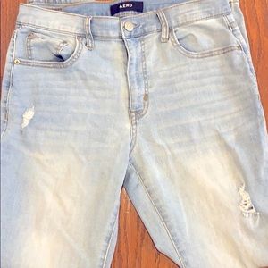 high rise jeans w/ slight rips